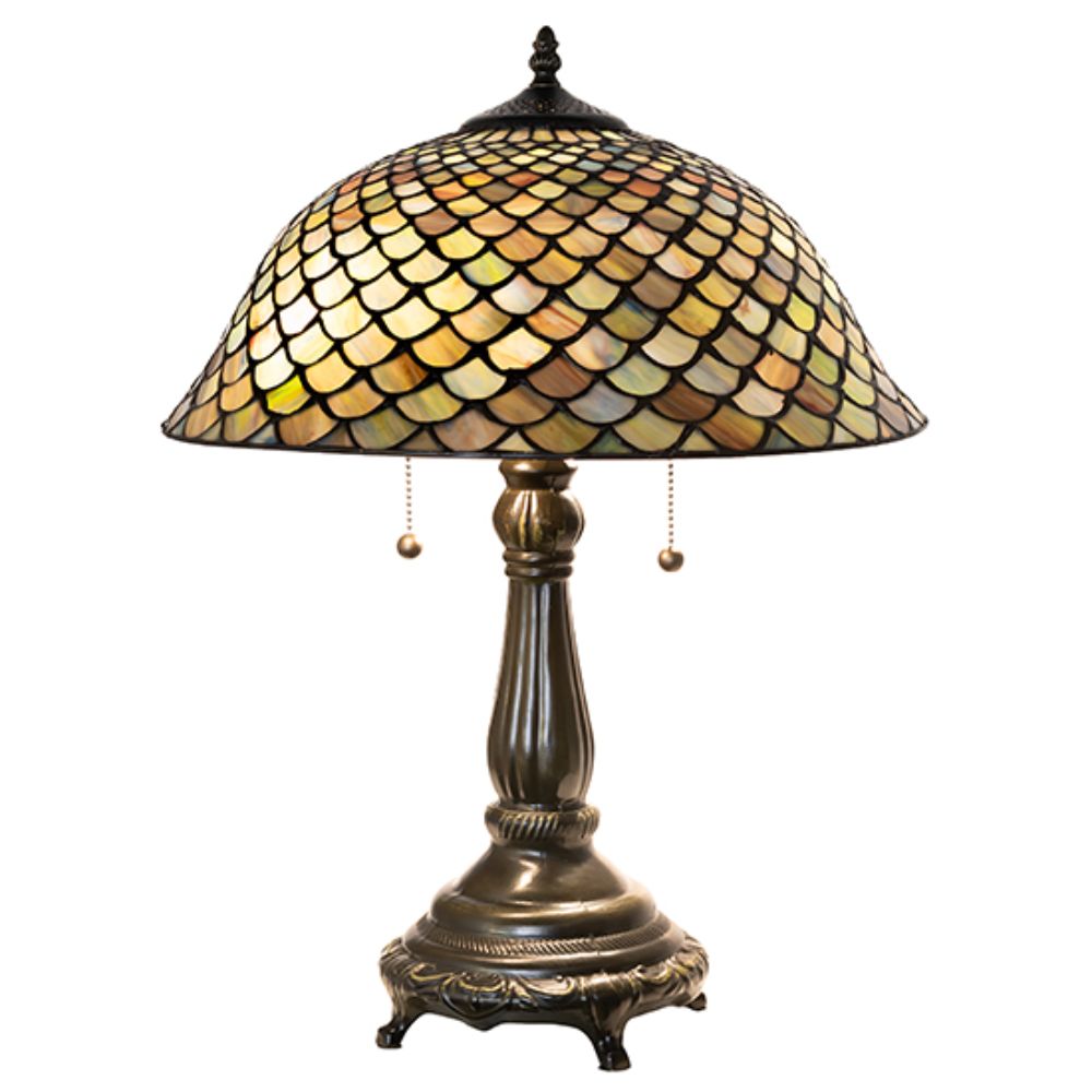 Meyda Lighting 268098 21" High Tiffany Fishscale Table Lamp in Mahogany Bronze