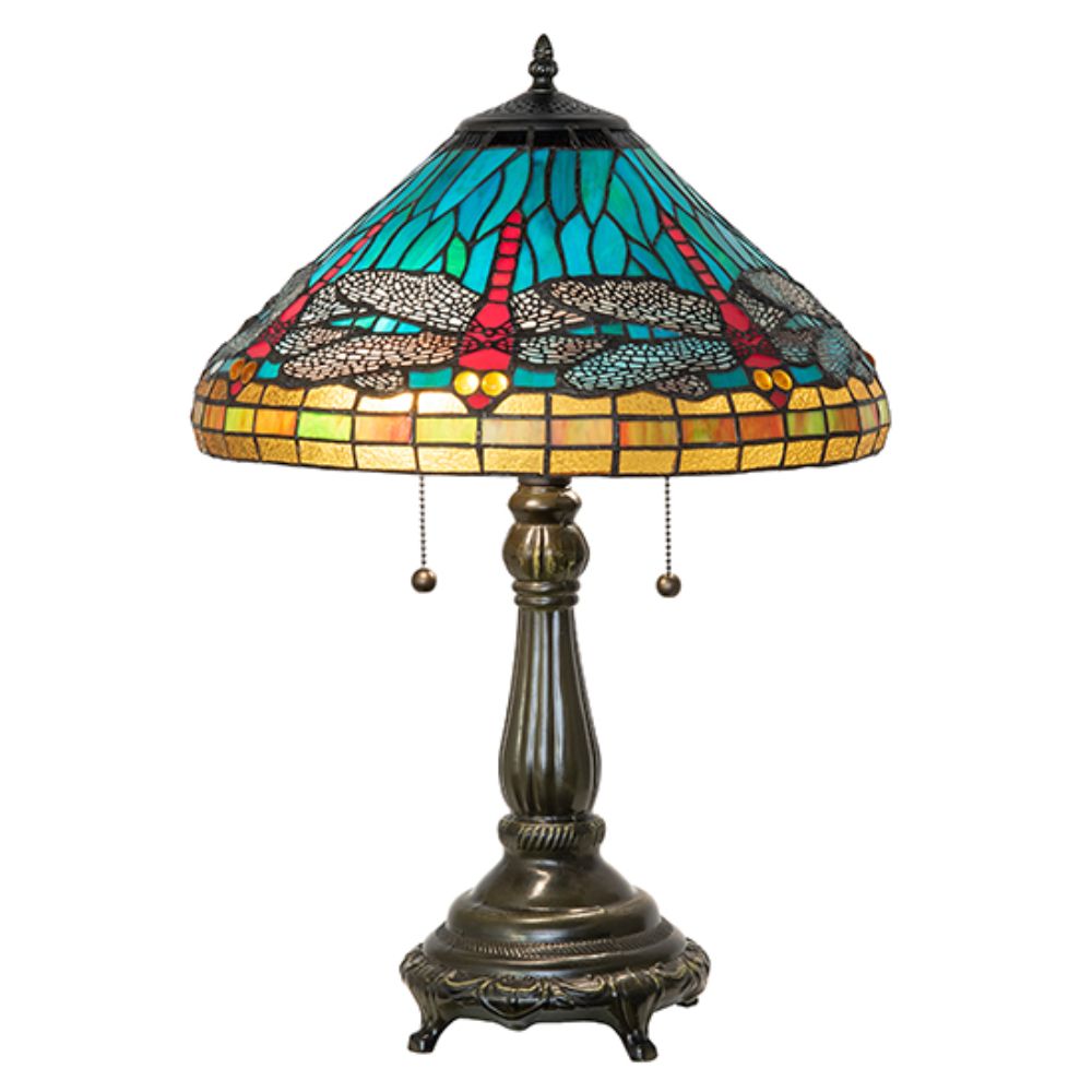 Meyda Lighting 268332 23" High Tiffany Dragonfly Table Lamp in Mahogany Bronze