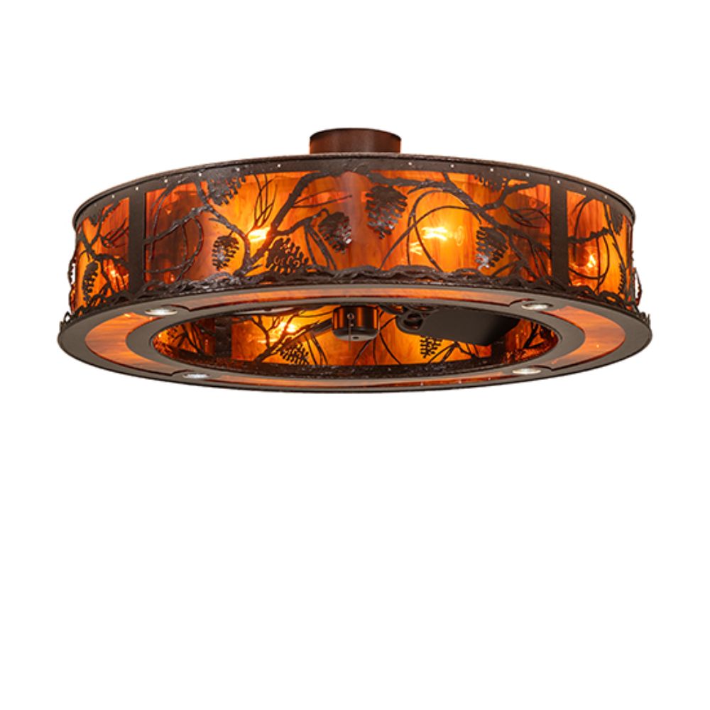 Meyda Lighting 268793 48" Wide Whispering Pines W/Downlights Chandel-Air in Wrought Iron