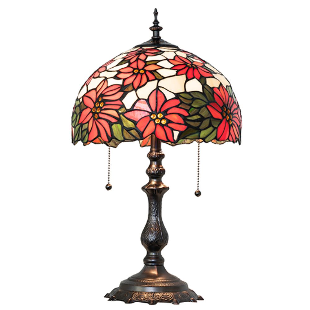Meyda Lighting 269101 20" High Poinsettia Table Lamp in Mahogany Bronze