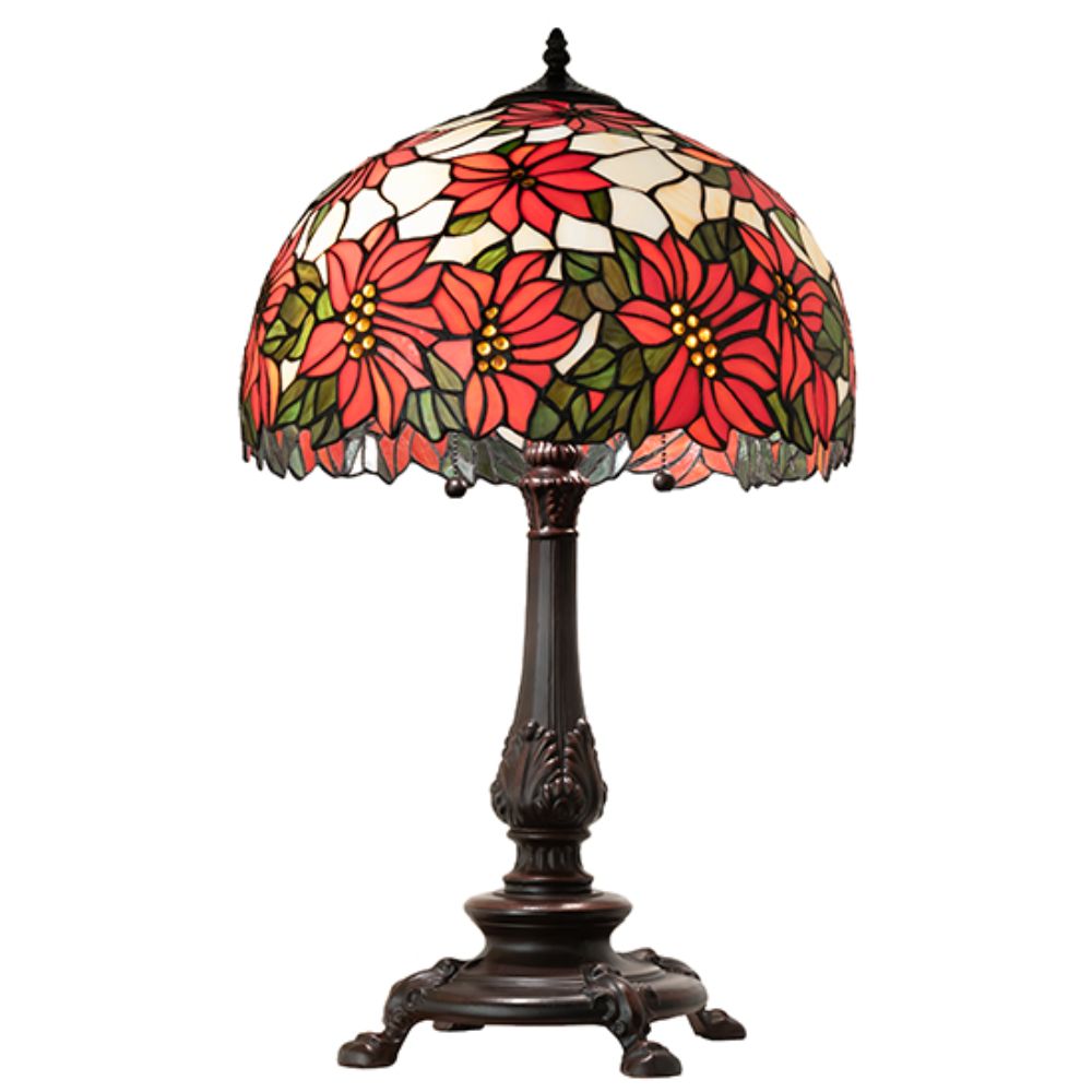 Meyda Lighting 269104 26" High Poinsettia Table Lamp in Mahogany Bronze
