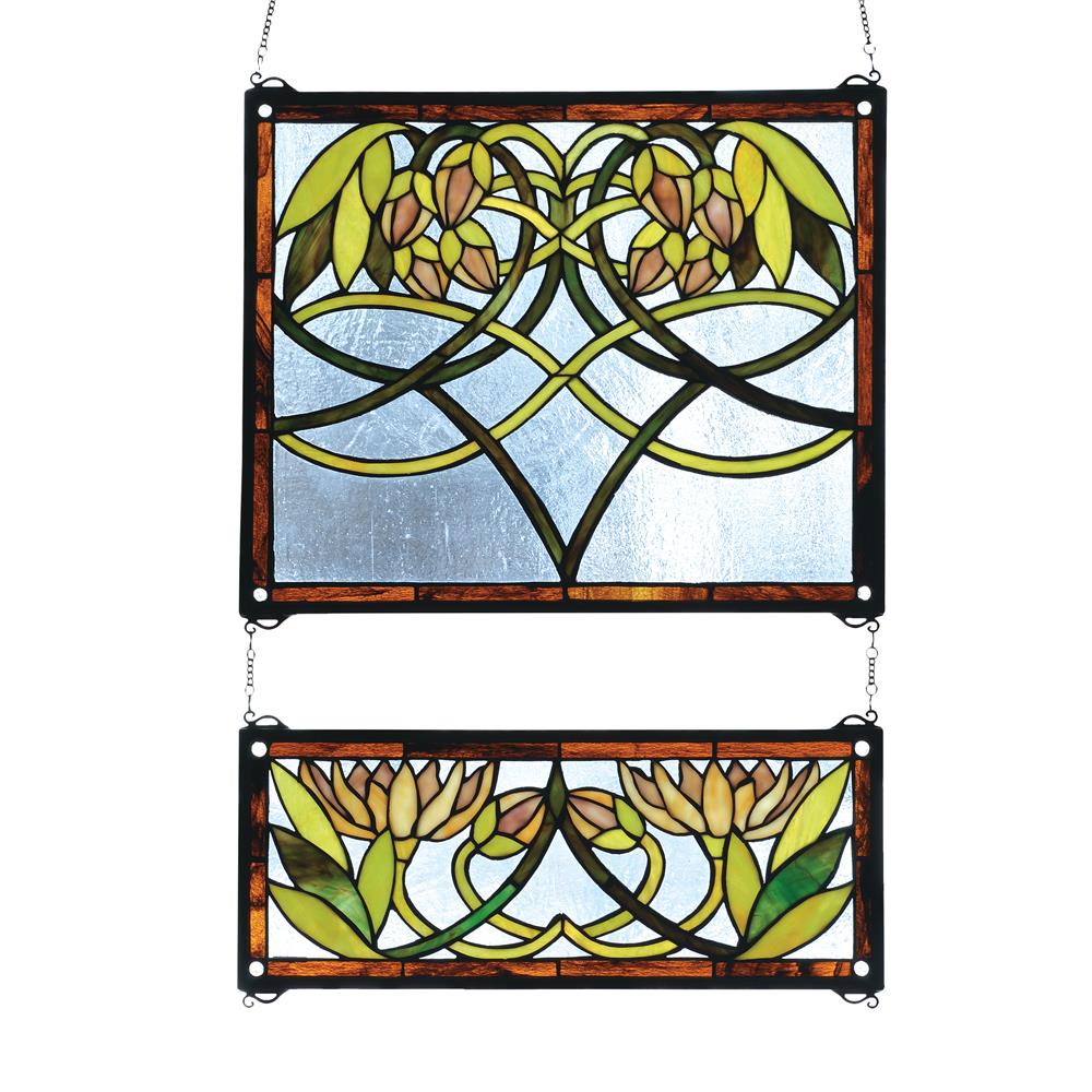 Meyda Tiffany Lighting 27233 21"W X 26"H Waterlily 2 Pieces Stained Glass Window