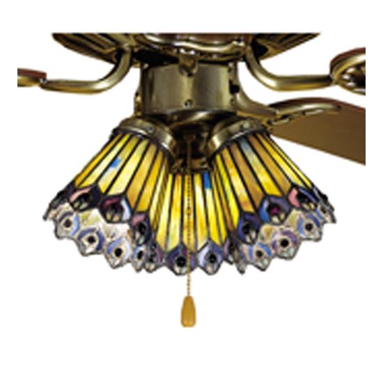 Meyda Tiffany Lighting 27474 4"W Tiffany Jeweled Peacock Fan Light Shade
