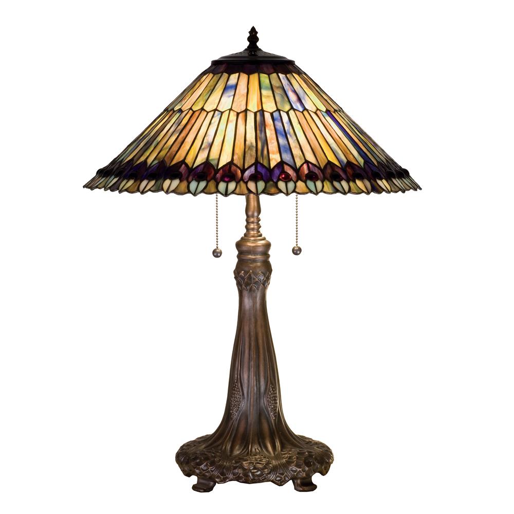 Meyda Tiffany Lighting 27562 27"H Tiffany Jeweled Peacock Table Lamp