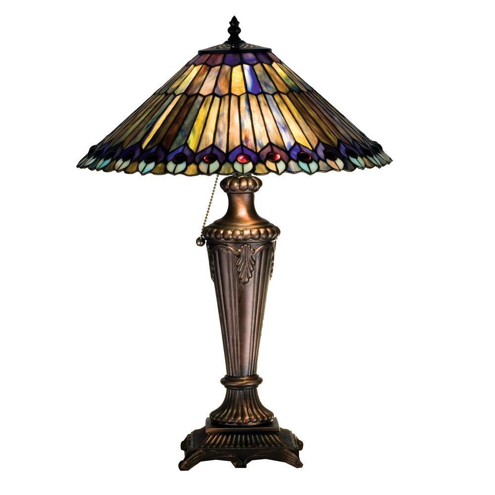 Meyda Tiffany Lighting 27563 23"H Tiffany Jeweled Peacock Table Lamp