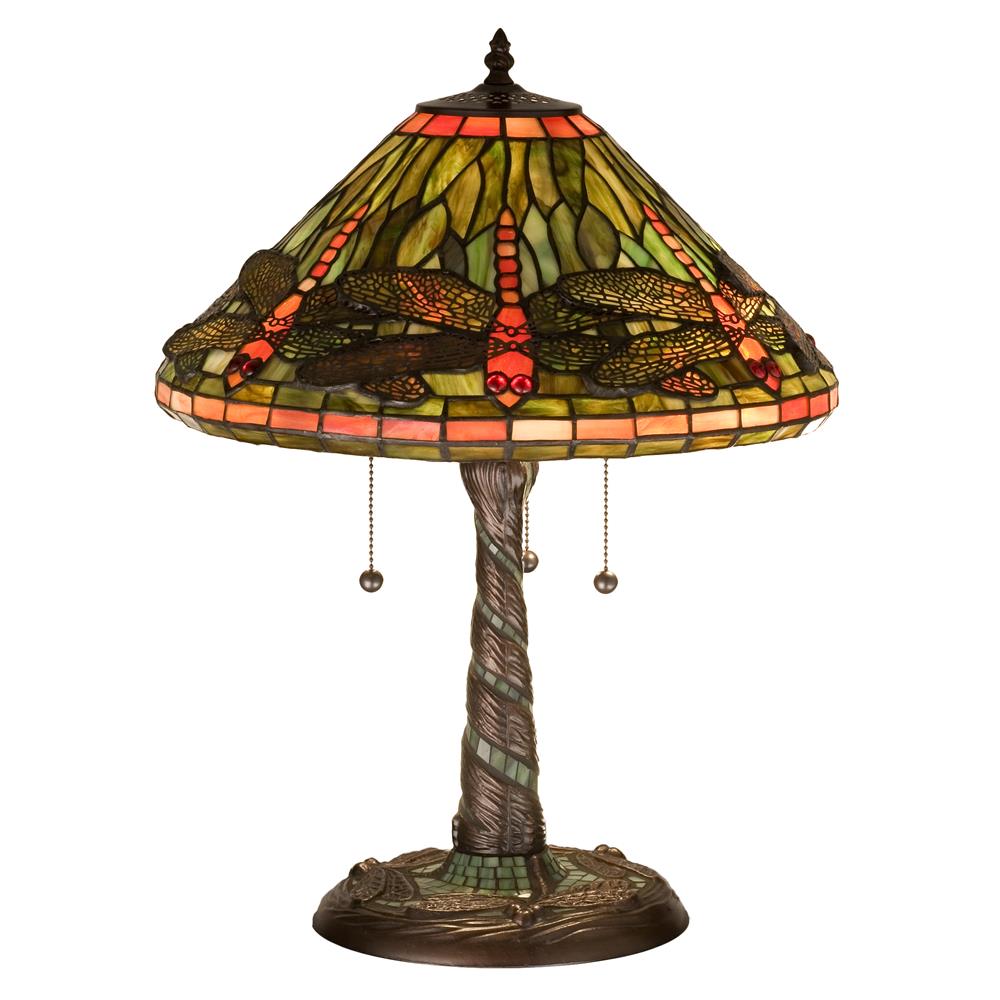 Meyda Tiffany Lighting 27812 21"H Tiffany Dragonfly W/ Twisted Fly Mosaic Base Table Lamp
