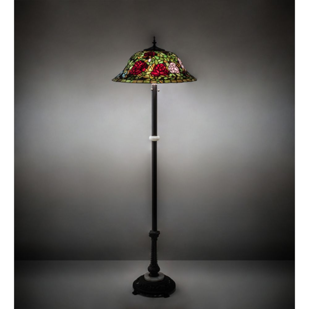 Meyda Lighting 27821 62" High Tiffany Rosebush Floor Lamp in MAHOGANY BRONZE