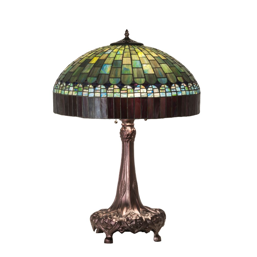Meyda Lighting 27825 31" High Tiffany Candice Table Lamp In Green;violet Mahogany Bronze