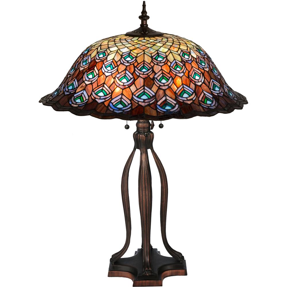 Meyda Tiffany Lighting 28504 30"H Tiffany Peacock Feather Table Lamp