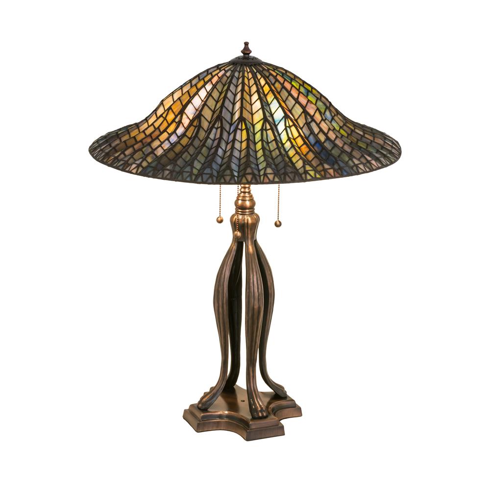 Meyda Tiffany Lighting 29385 30"H Tiffany Lotus Leaf Table Lamp