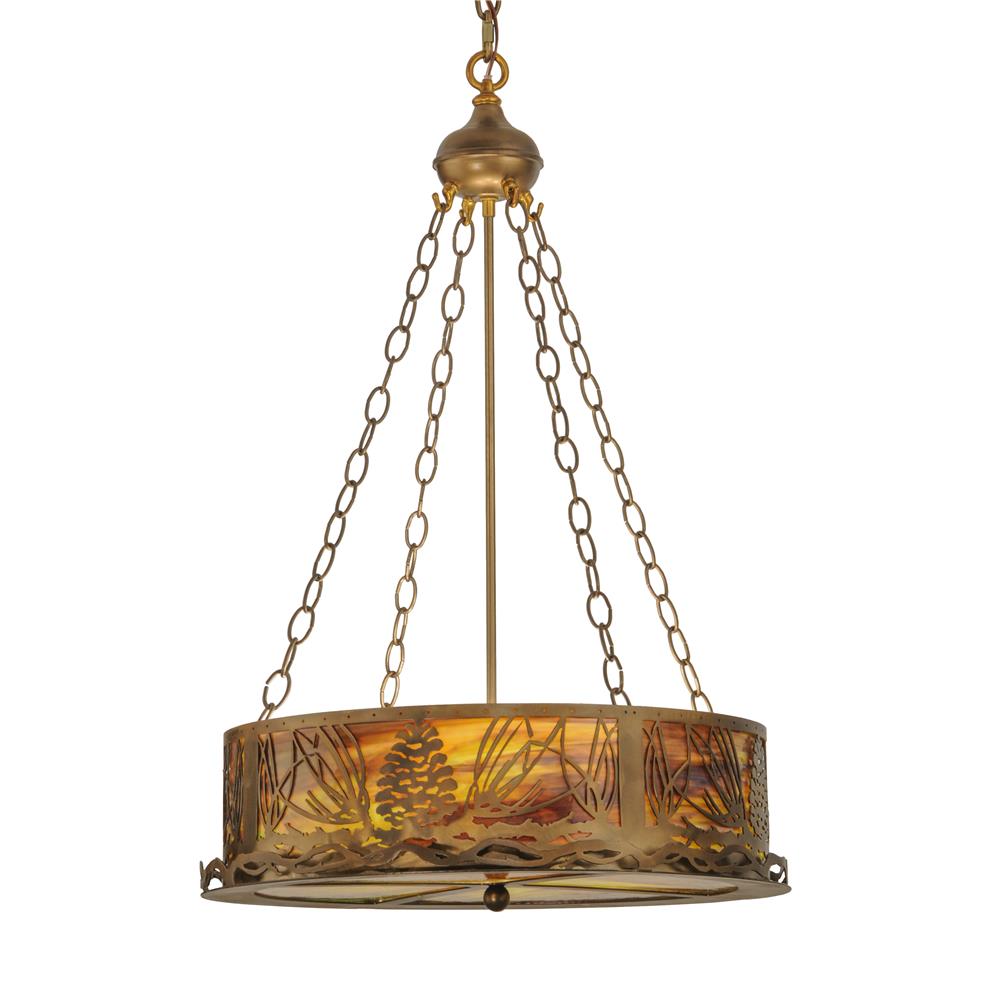 Meyda Tiffany Lighting 30168 4 Light Pine Cone Inverted Large Pendant, Antique Copper