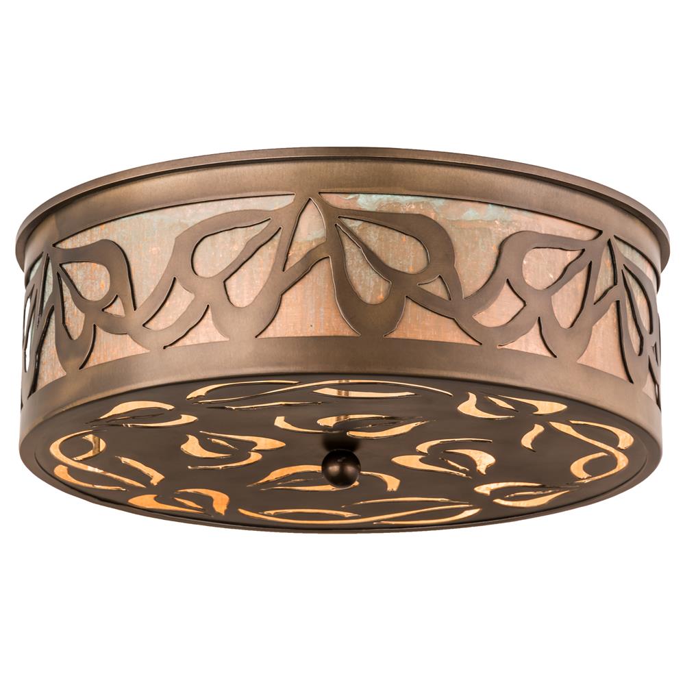 Meyda Tiffany Lighting 30854 3 Light Leaf Flush Mount Ceiling Light, Antique Copper