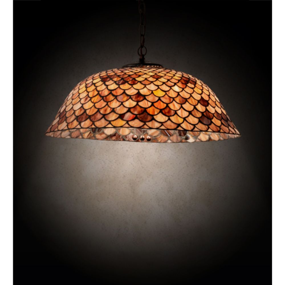 Meyda Lighting 31160 24" Wide Tiffany Fishscale Pendant in MAHOGANY BRONZE