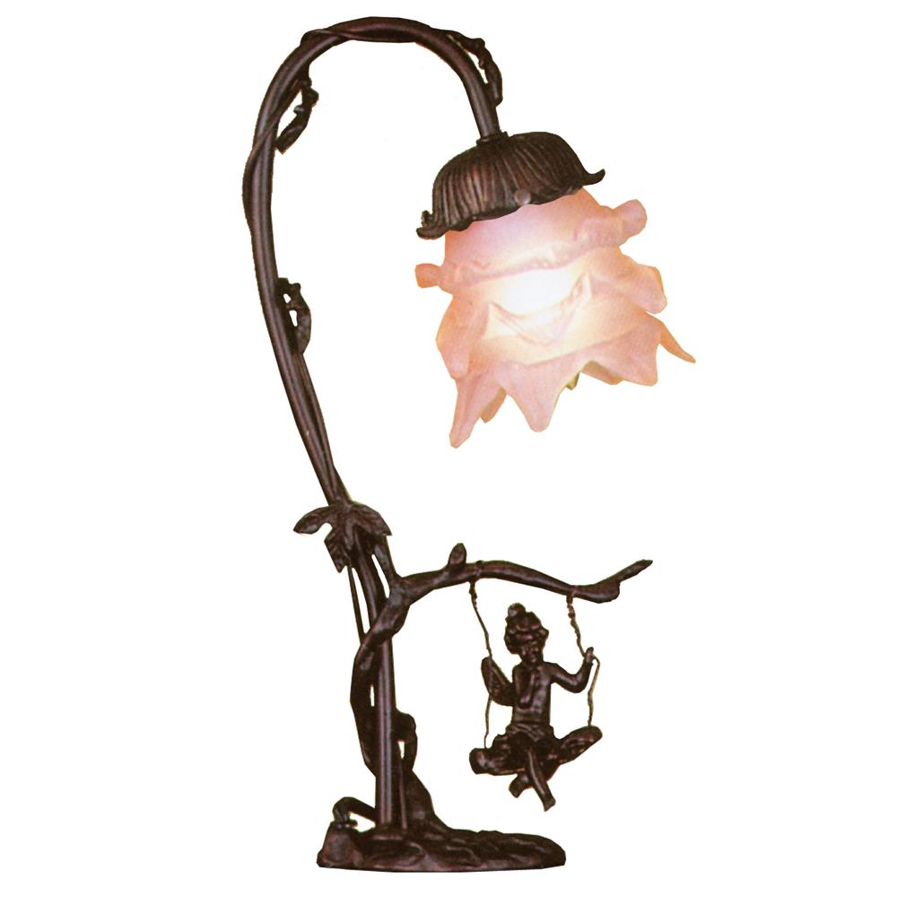 Meyda Tiffany Lighting 31338 16"H Cherub On Swing Accent Lamp