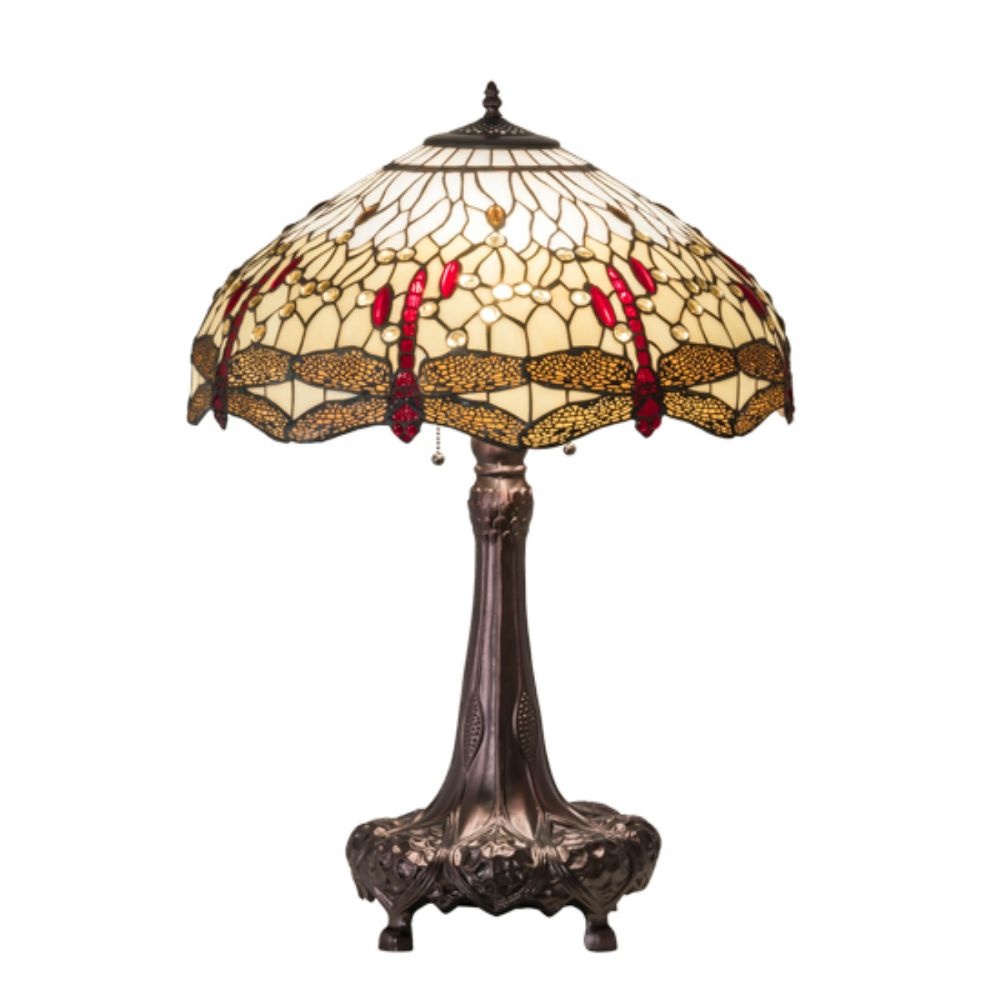 Meyda Lighting 31664 31" High Tiffany Hanginghead Dragonfly Table Lamp