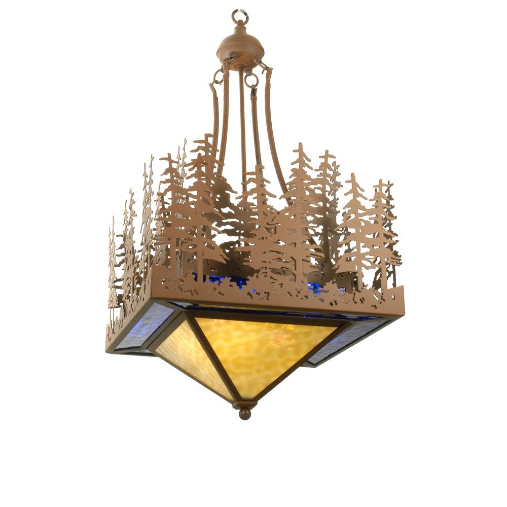 Meyda Tiffany Lighting 32211 4 Light Pine Lake Inverted Large Pendant, Rust