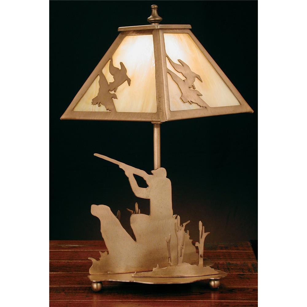 Meyda Tiffany Lighting 32486 15.5"H Duck Hunter W/Dog Accent Lamp