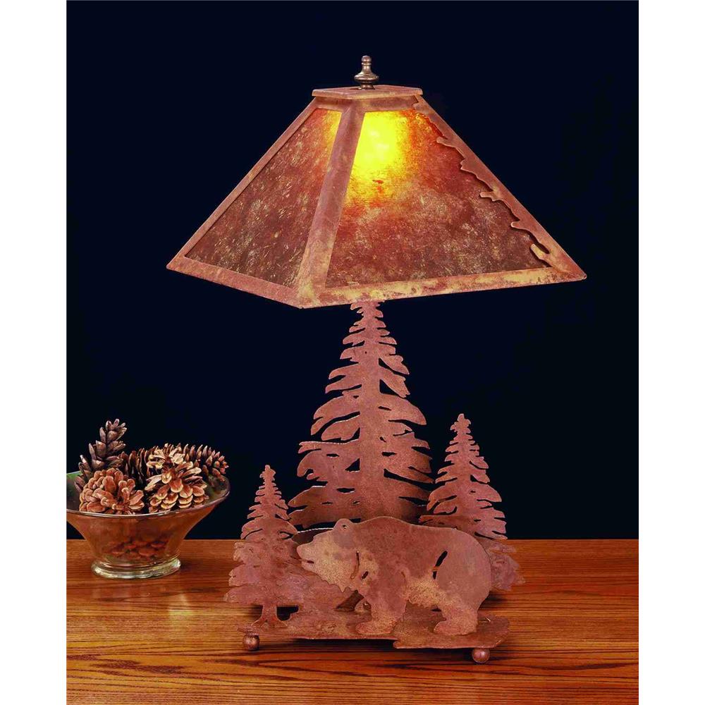Meyda Tiffany Lighting 32554 21"H Grizzly Bear Through The Trees Table Lamp