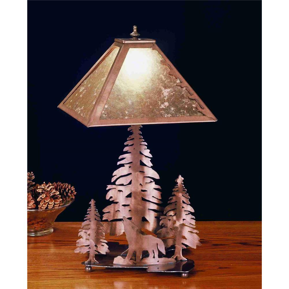 Meyda Tiffany Lighting 32592 21"H Northwoods Wolf On The Loose Table Lamp