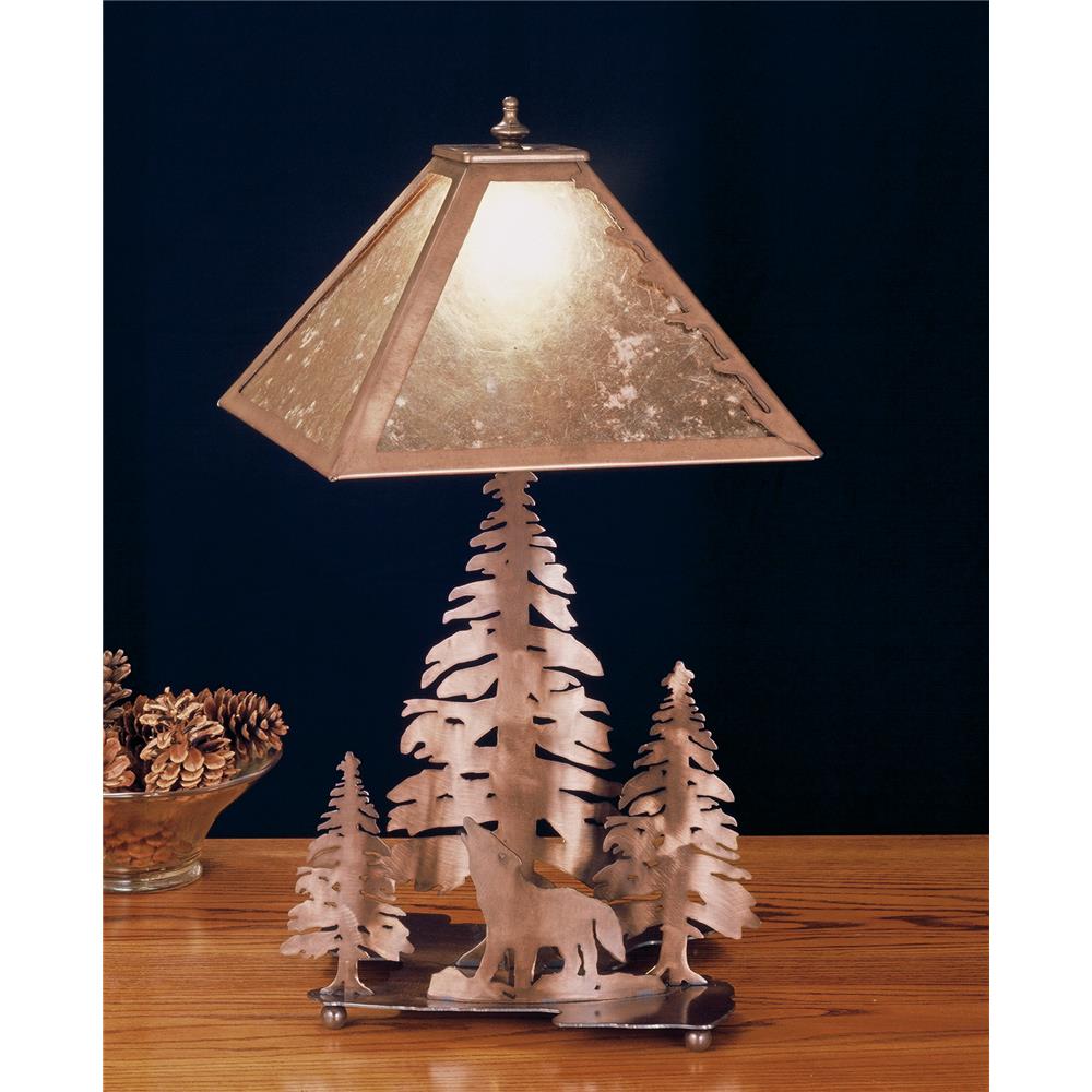 Meyda Tiffany Lighting 32593 21"H Northwoods Wolf On The Loose Table Lamp