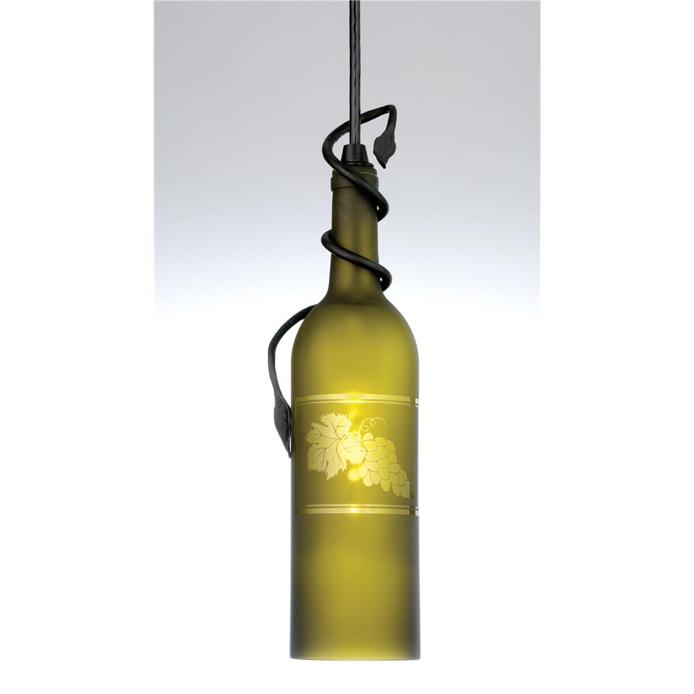 Meyda Tiffany Lighting 32702 3"W Tuscan Vineyard Etched Grapes Wine Bottle Mini Pendant