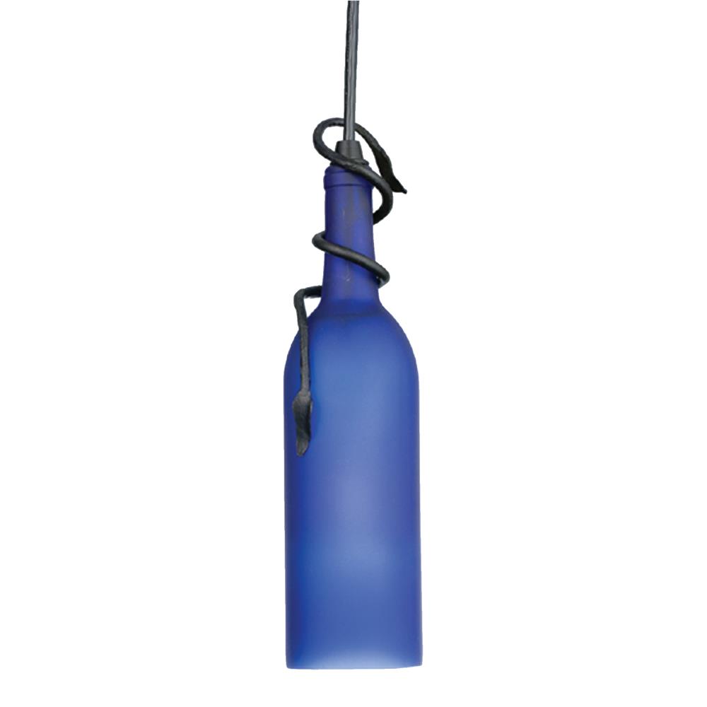 Meyda Tiffany Lighting 32706 3"W Tuscan Vineyard Frosted Blue Wine Bottle Mini Pendant