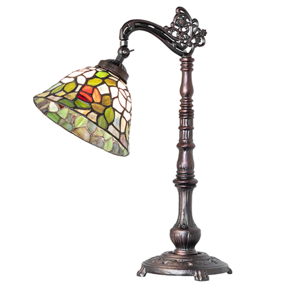 Meyda Lighting 36110 20" High Tiffany Rosebush Bridge Arm Desk Lamp