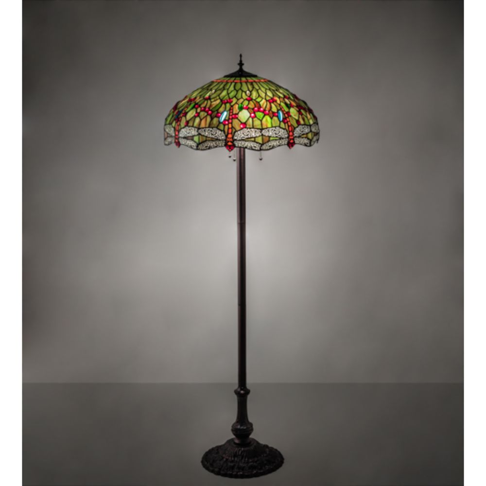 Meyda Lighting 36501 62" High Tiffany Hanginghead Dragonfly Floor Lamp in MAHOGANY BRONZE