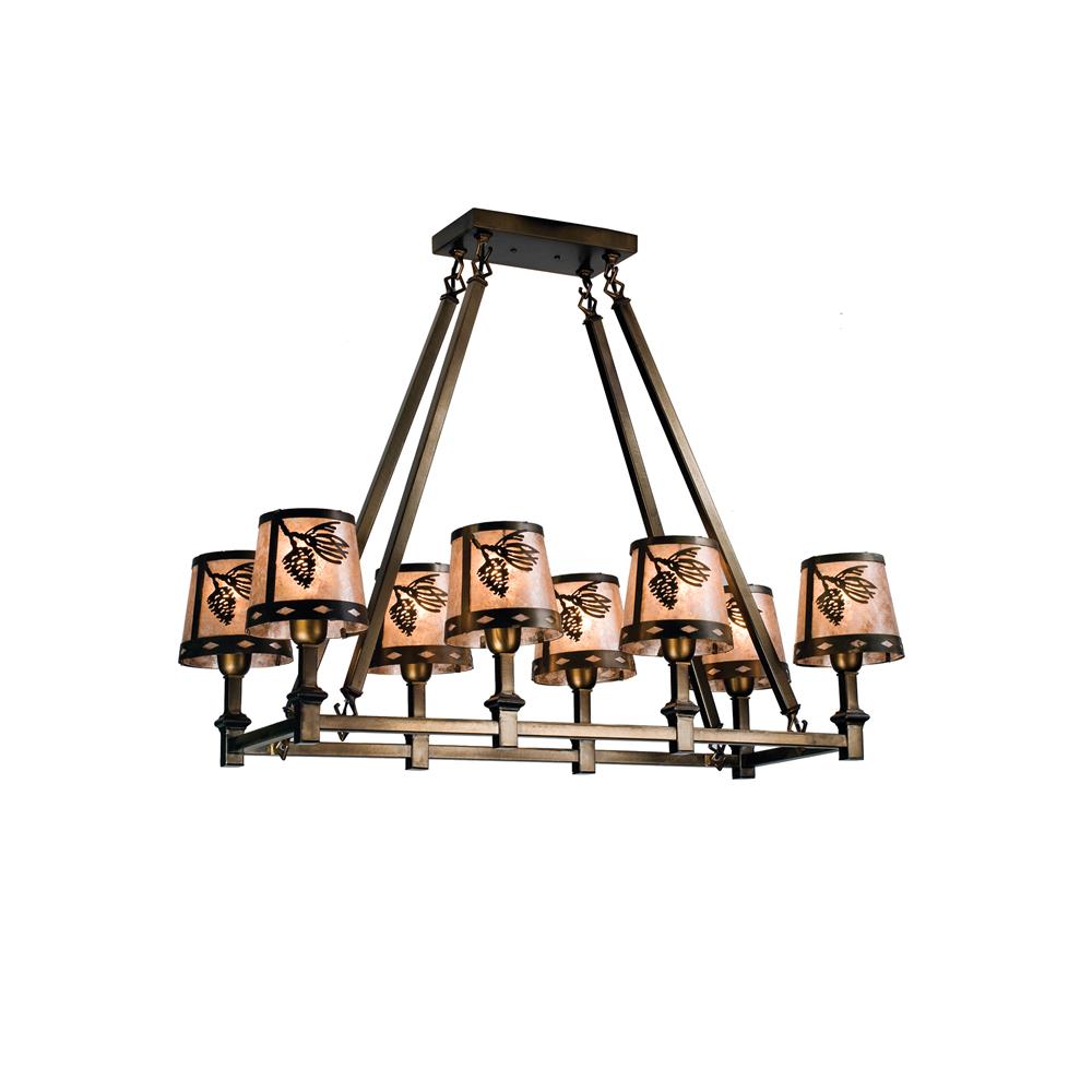 Meyda Tiffany Lighting 36610 8 Light Pinecone Oblong Chandelier, Antique Copper