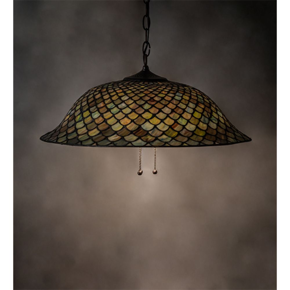 Meyda Lighting 36856 20" Wide Tiffany Fishscale Pendant in MAHOGANY BRONZE