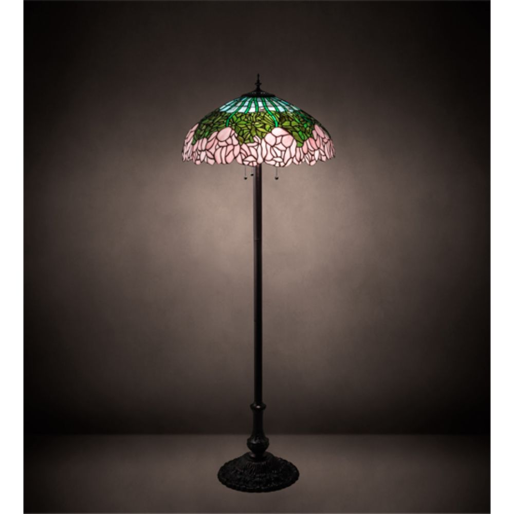Meyda Lighting 37706 62" High Tiffany Cabbage Rose Floor Lamp in MAHOGANY BRONZE