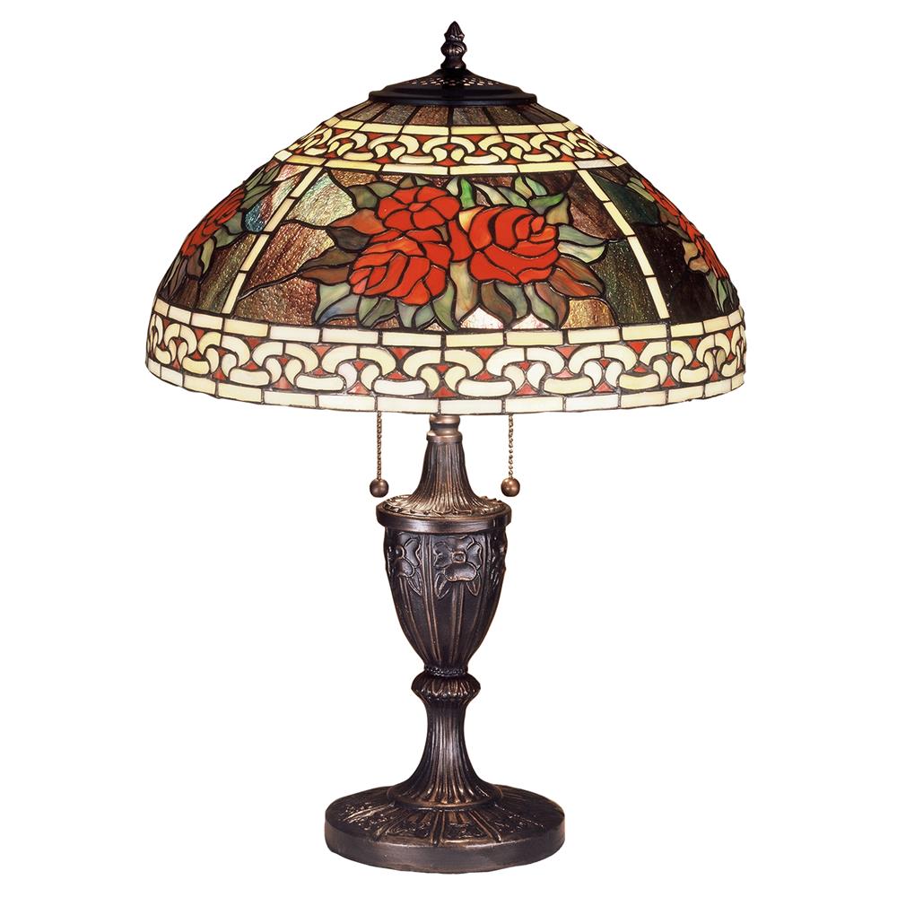 Meyda Tiffany Lighting 37788 25"H Roses & Scrolls Table Lamp