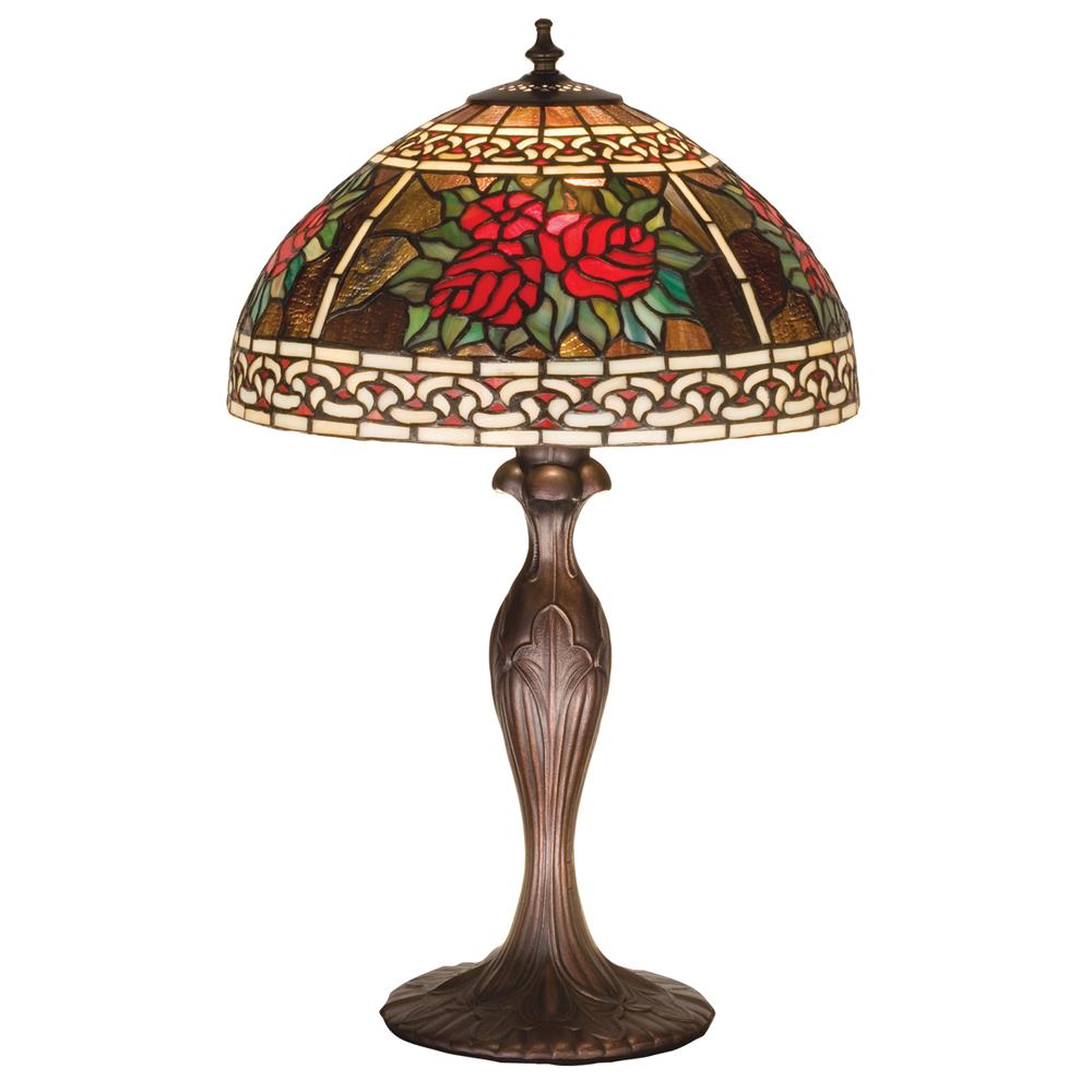 Meyda Tiffany Lighting 37789 22.5"H Roses & Scrolls Table Lamp
