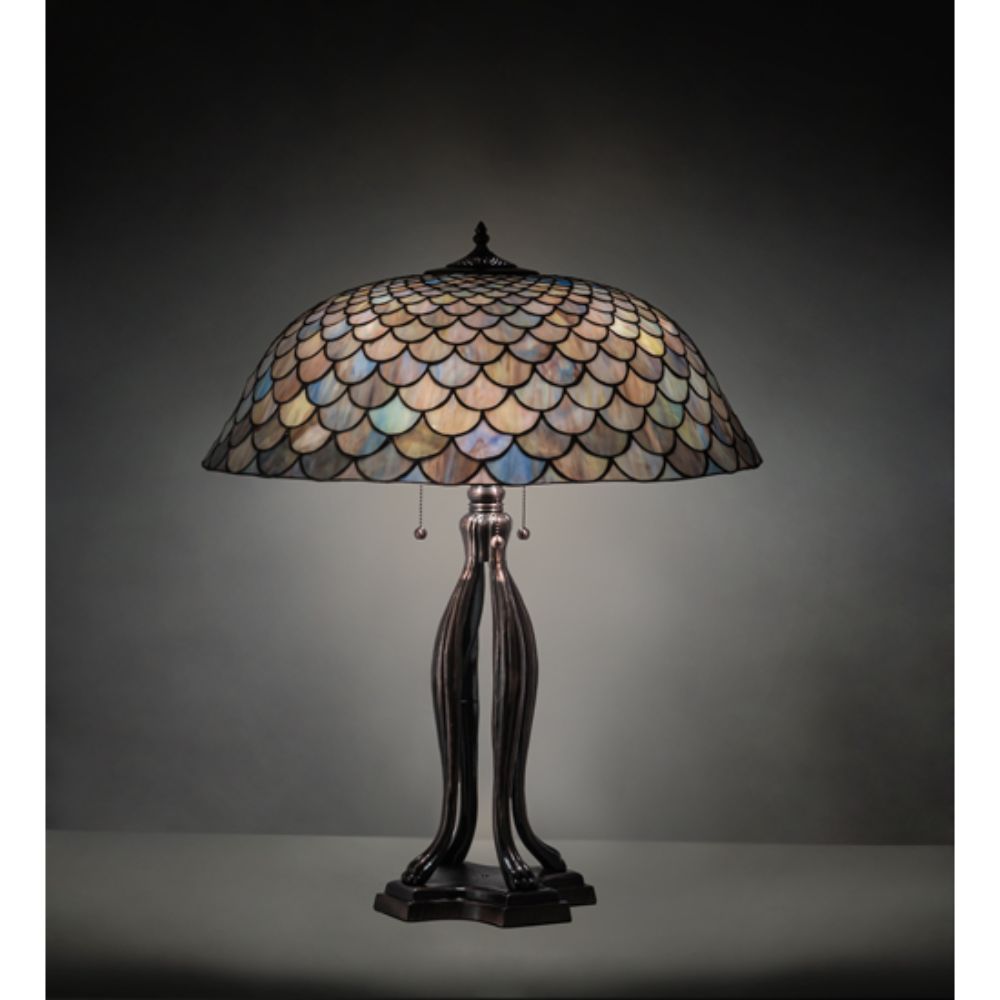 Meyda Lighting 38594 30" High Tiffany Fishscale Table Lamp in MAHOGANY BRONZE