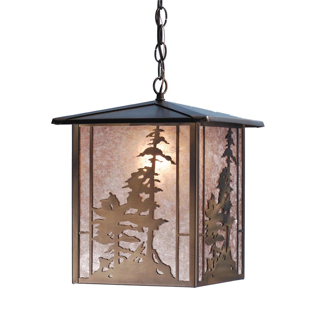 Meyda Tiffany Lighting 38629 12"Sq Tall Pines Lantern Pendant