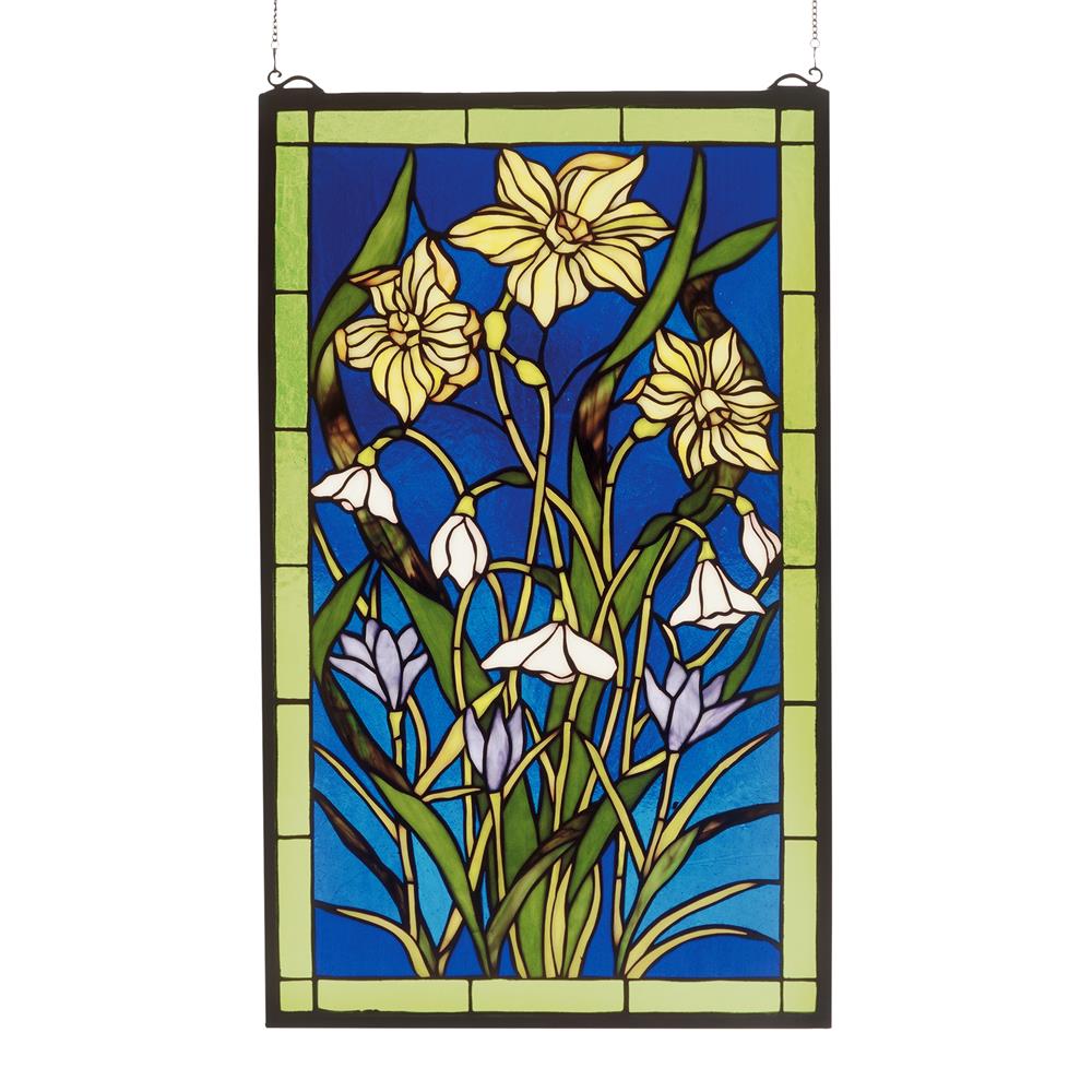 Meyda Tiffany Lighting 38738 15"W X 25"H Spring Bouquet Stained Glass Window