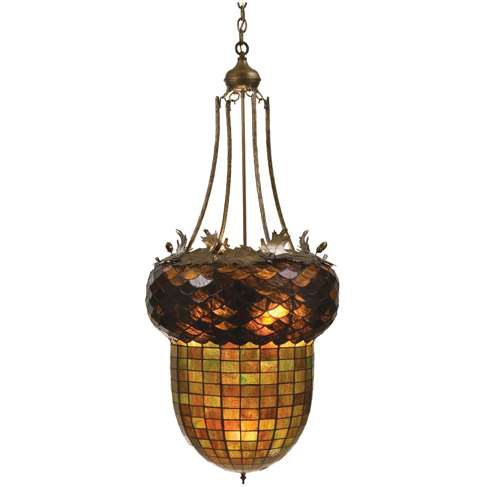 Meyda Tiffany Lighting 47611 22"W Greenbriar Oak Inverted Pendant
