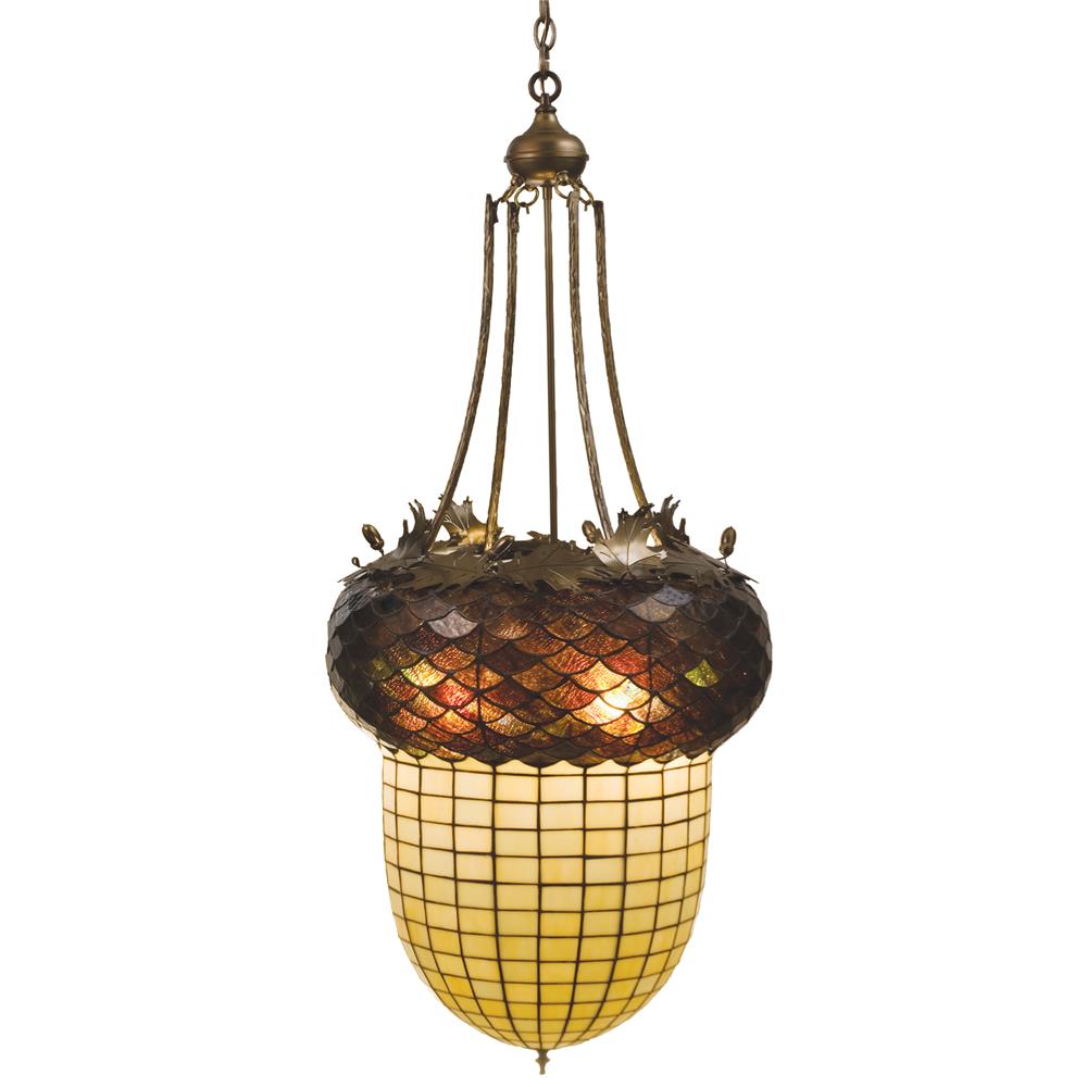 Meyda Tiffany Lighting 47612 22"W Greenbriar Oak Inverted Pendant