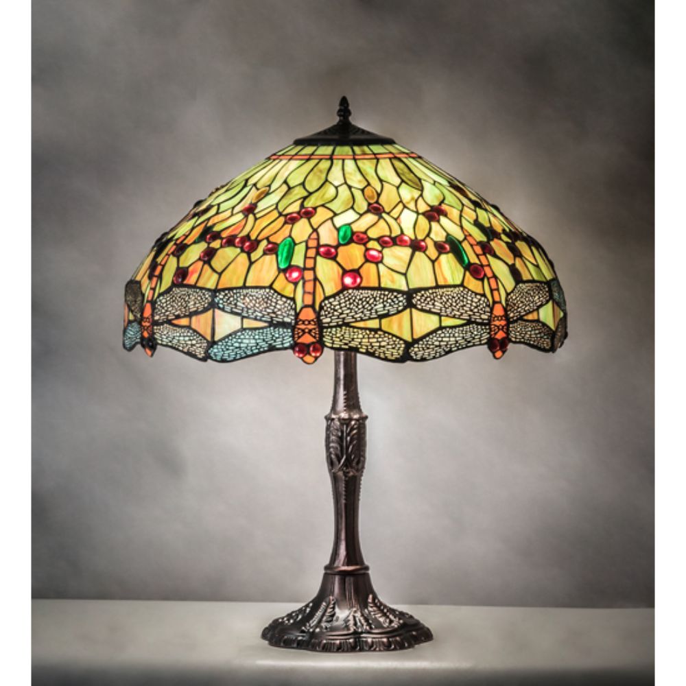 Meyda Lighting 47960 26" High Tiffany Hanginghead Dragonfly Table Lamp in MAHOGANY BRONZE