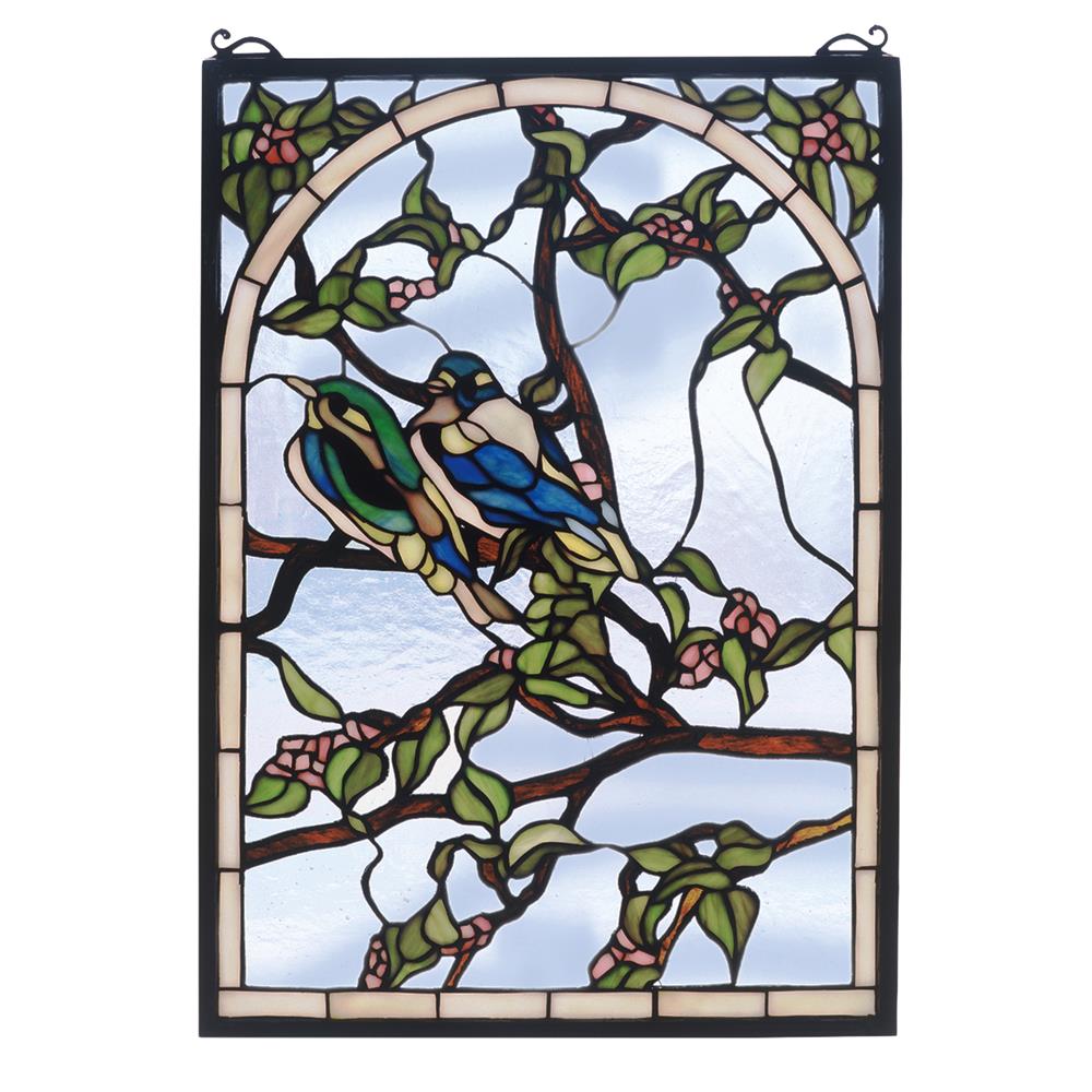 Meyda Tiffany Lighting 47966 14"W X 20"H Lovebirds Stained Glass Window