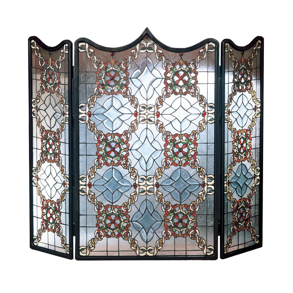 Meyda Tiffany Lighting 48092 44"W X 36"H Victorian Beveled Folding Fireplace Screen