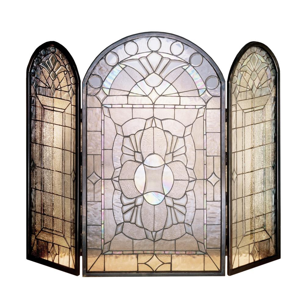 Meyda Tiffany Lighting 48104 40"W X 34"H Beveled Glass Clear Folding Fireplace Screen