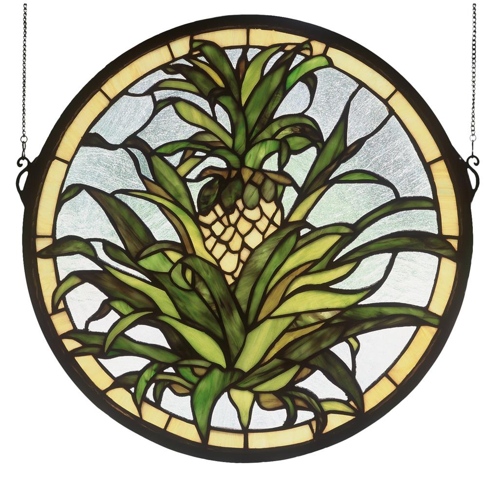 Meyda Tiffany Lighting 48550 16"W X 16"H Welcome Pineapple Medallion Stained Glass Window