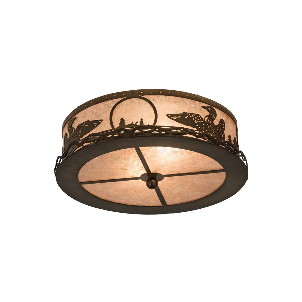 Meyda Tiffany Lighting 48796 2 Light Loon Flush Mount Ceiling Light, Antique Copper
