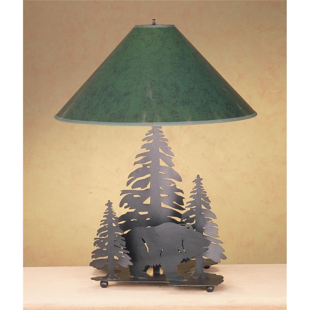 Meyda Tiffany Lighting 49330 19"H Grizzly Bear Through The Trees Table Lamp