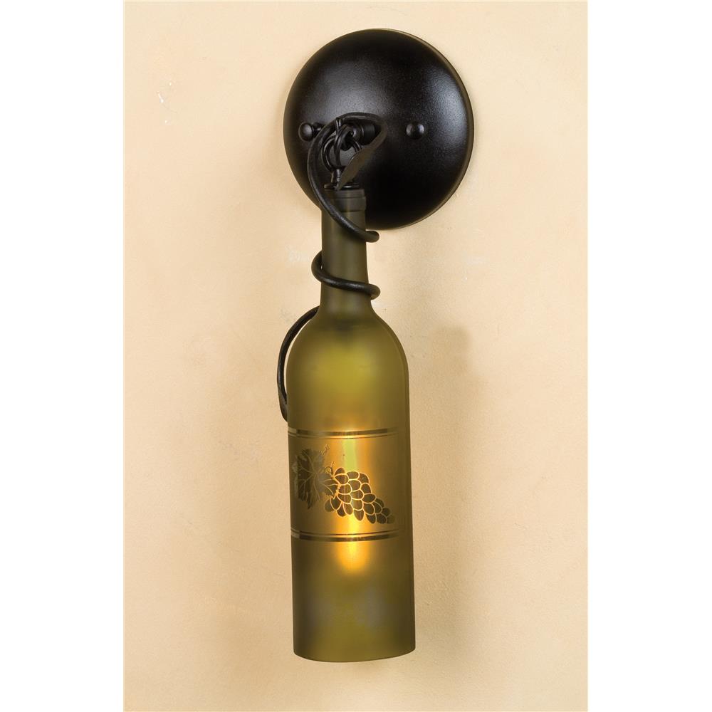 Meyda Tiffany Lighting 49462 5"W Tuscan Vineyard Etched Grapes Wine Bottle Hanging Wall Sconce