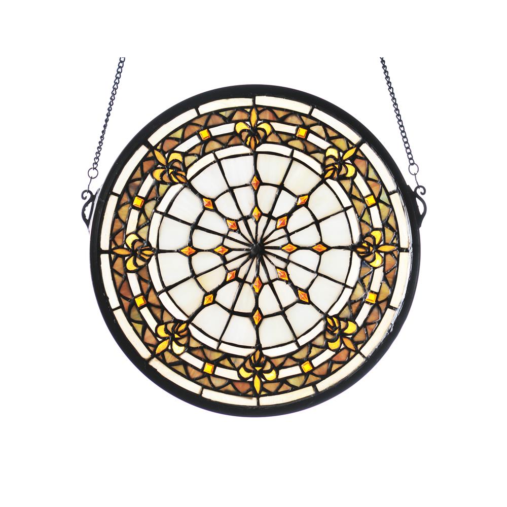 Meyda Tiffany Lighting 49839 13"W X 13"H Fleur-De-Lis Medallion Stained Glass Window