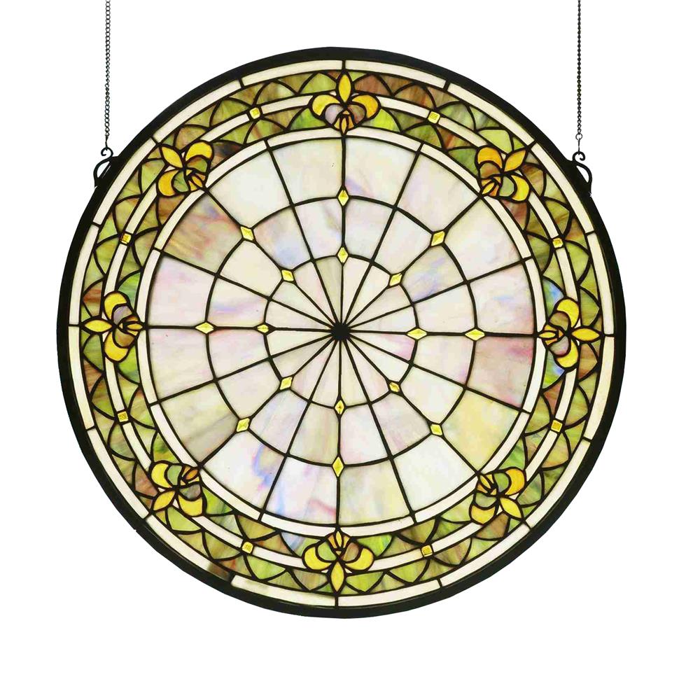 Meyda Tiffany Lighting 49840 21"W X 21"H Fleur-De-Lis Medallion Stained Glass Window