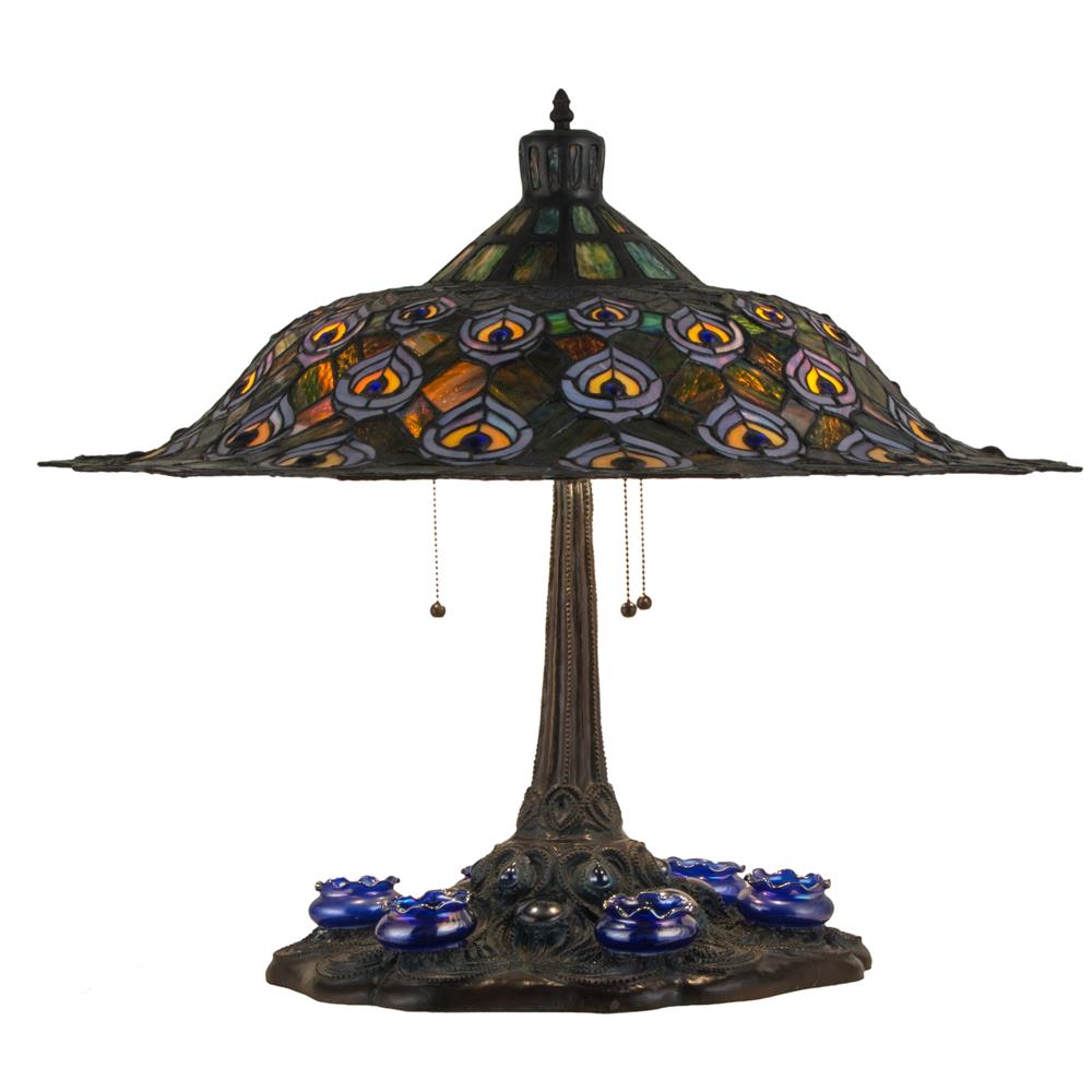 Meyda Tiffany Lighting 49869 26.5"H Tiffany Peacock Feather Table Lamp