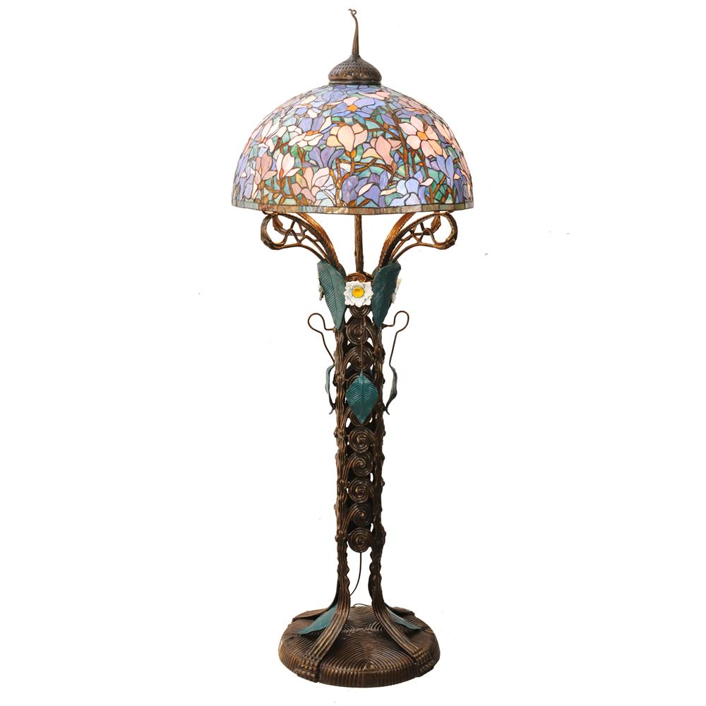 Meyda Tiffany Lighting 49874 73"H Tiffany Magnolia Nouveau Floral Floor Lamp
